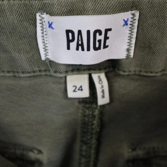 Paige Mayslie Jogger Utility Stretch Ankle Zip Hem Womens 24 Army Green Olive - Picture 7 of 11